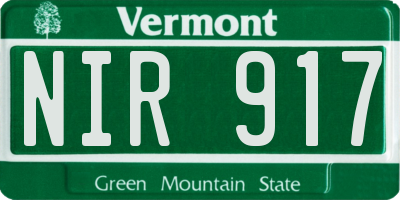 VT license plate NIR917