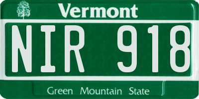 VT license plate NIR918