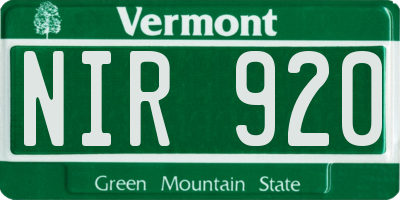 VT license plate NIR920