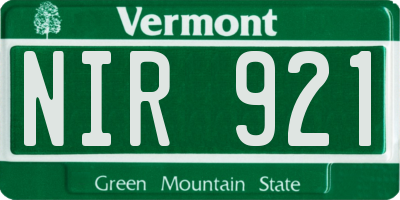 VT license plate NIR921