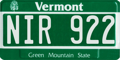 VT license plate NIR922