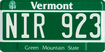VT license plate NIR923