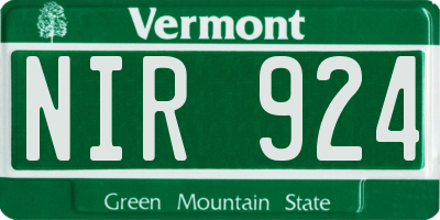 VT license plate NIR924