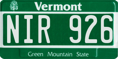 VT license plate NIR926
