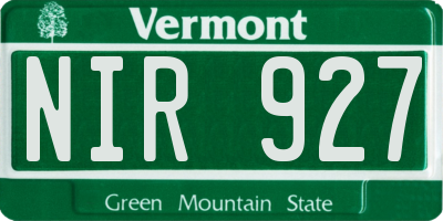 VT license plate NIR927