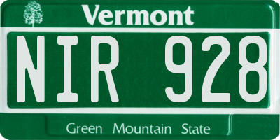 VT license plate NIR928