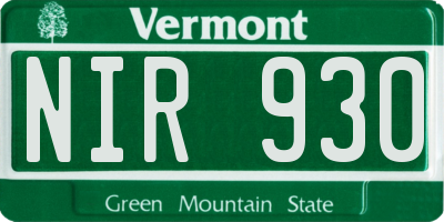 VT license plate NIR930