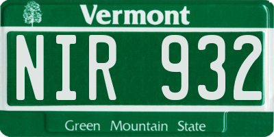 VT license plate NIR932