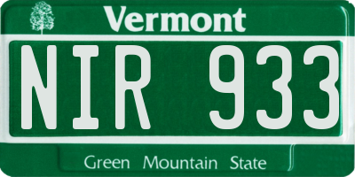 VT license plate NIR933