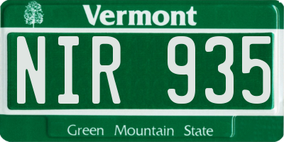 VT license plate NIR935