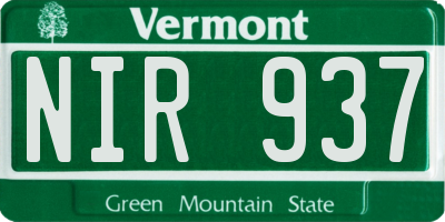 VT license plate NIR937