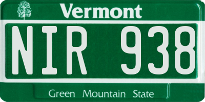 VT license plate NIR938