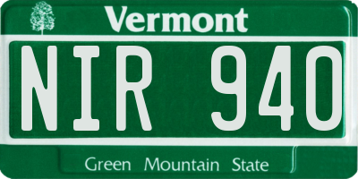 VT license plate NIR940