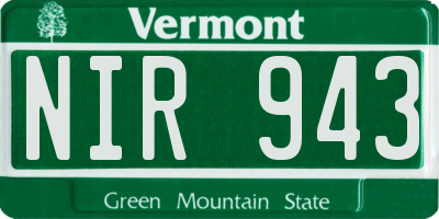 VT license plate NIR943