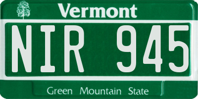 VT license plate NIR945