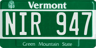 VT license plate NIR947