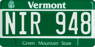 VT license plate NIR948