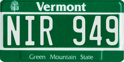 VT license plate NIR949
