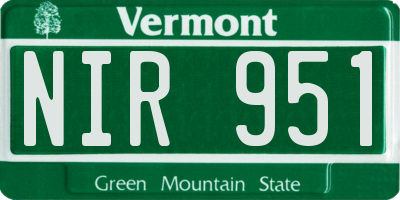 VT license plate NIR951