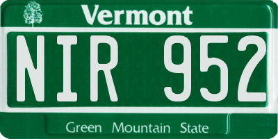 VT license plate NIR952