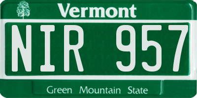 VT license plate NIR957