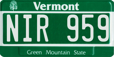 VT license plate NIR959