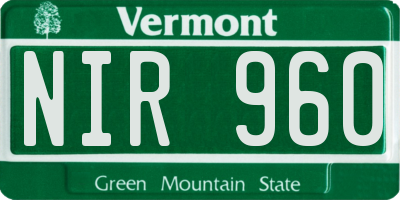 VT license plate NIR960