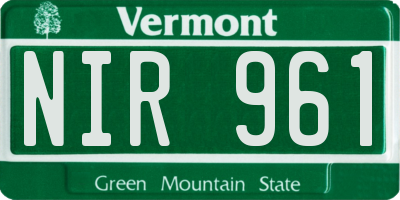 VT license plate NIR961