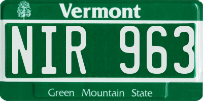 VT license plate NIR963