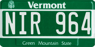 VT license plate NIR964