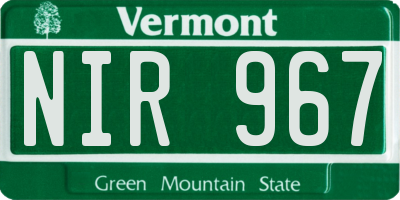VT license plate NIR967