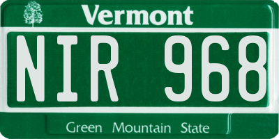 VT license plate NIR968