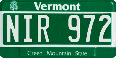 VT license plate NIR972