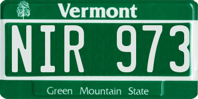 VT license plate NIR973