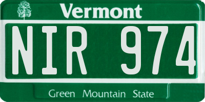 VT license plate NIR974