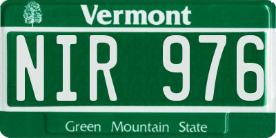 VT license plate NIR976