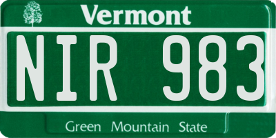 VT license plate NIR983