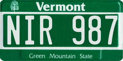 VT license plate NIR987