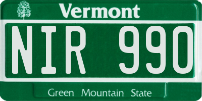 VT license plate NIR990