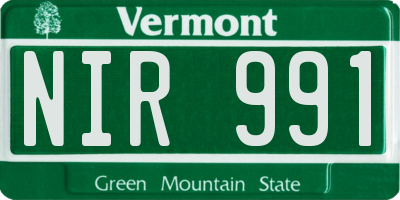 VT license plate NIR991