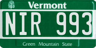 VT license plate NIR993