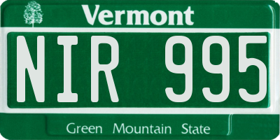 VT license plate NIR995