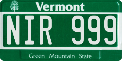 VT license plate NIR999