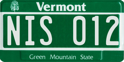 VT license plate NIS012