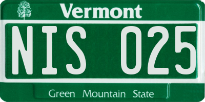 VT license plate NIS025