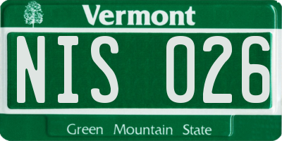 VT license plate NIS026