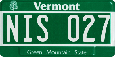 VT license plate NIS027
