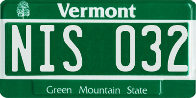 VT license plate NIS032