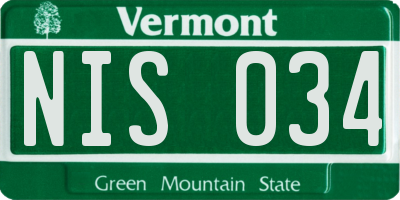 VT license plate NIS034