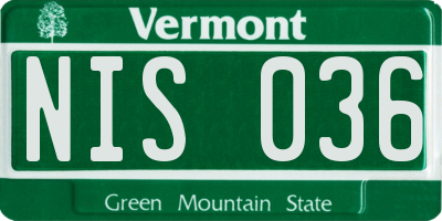 VT license plate NIS036